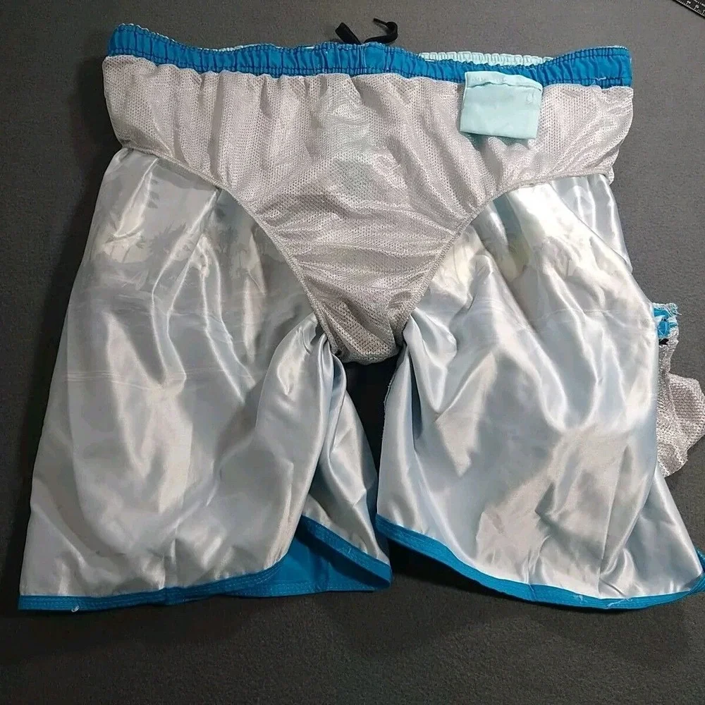 Burnside Swim Trunks Men XXL Blue Tropical Beach‎ Elastic Waist Surfer Lifeguard